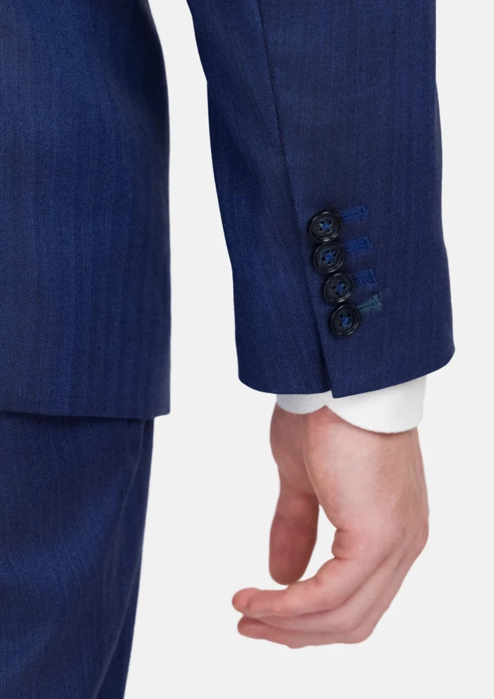 Royal Blue Herringbone Ellis Suit - SARTORO