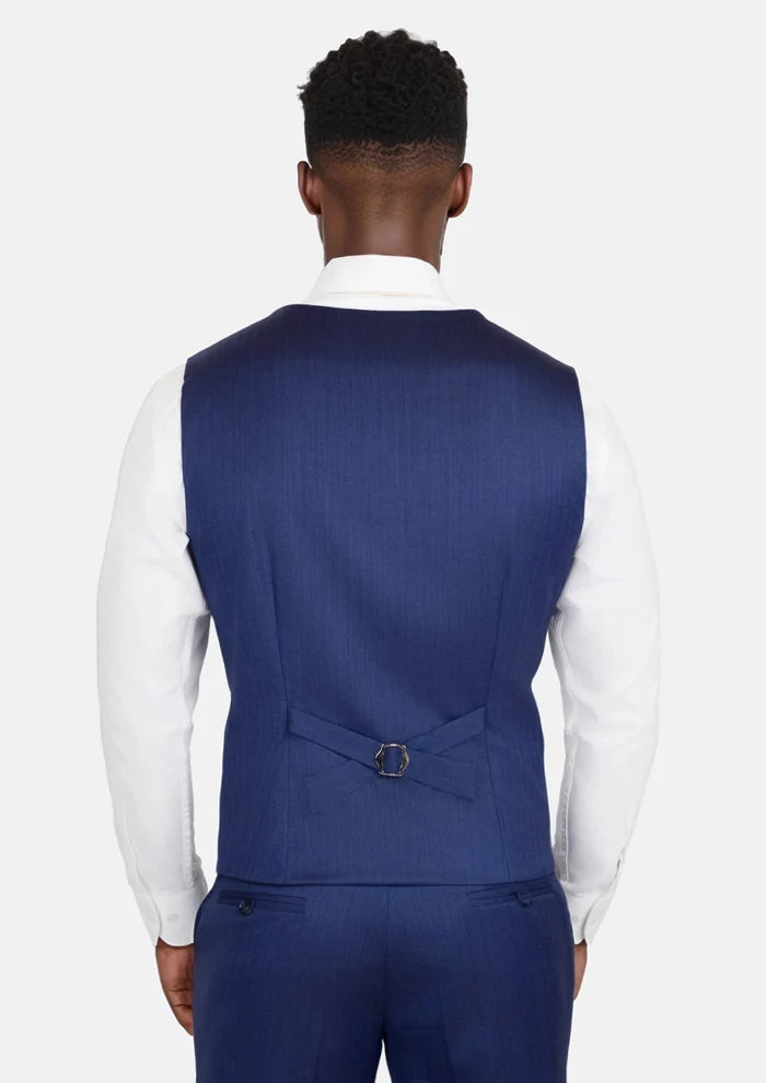 Royal Blue Herringbone Vest - SARTORO