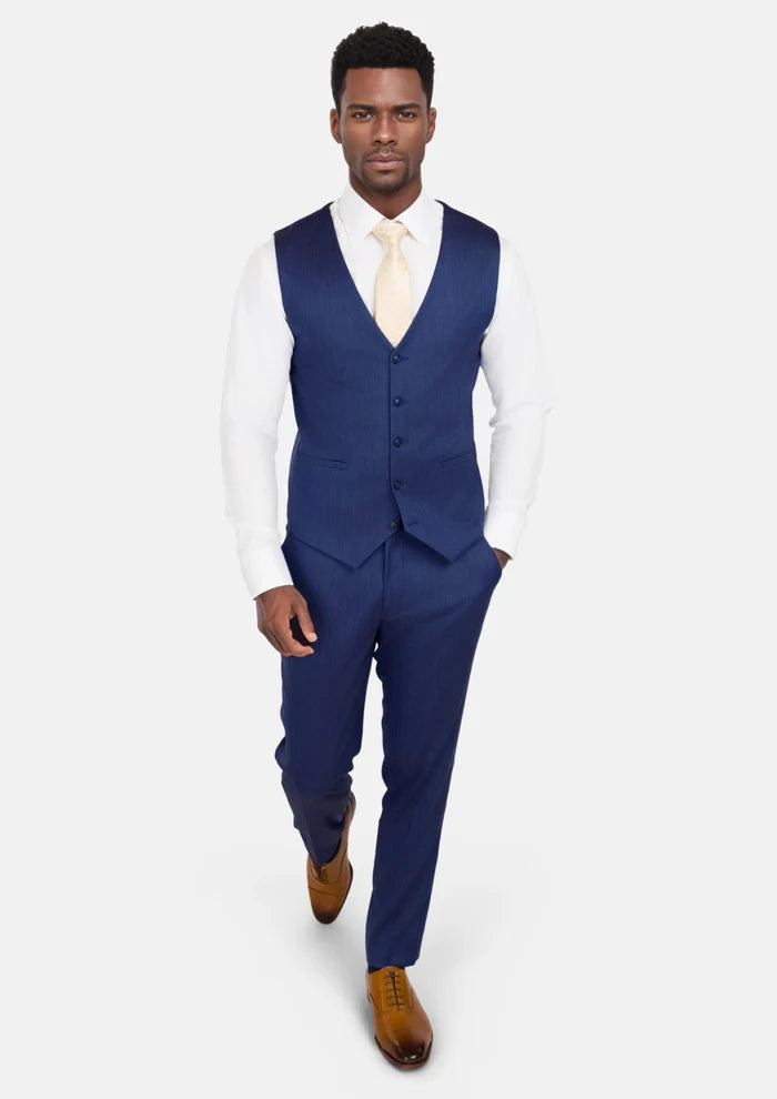 Royal Blue Herringbone Vest - SARTORO