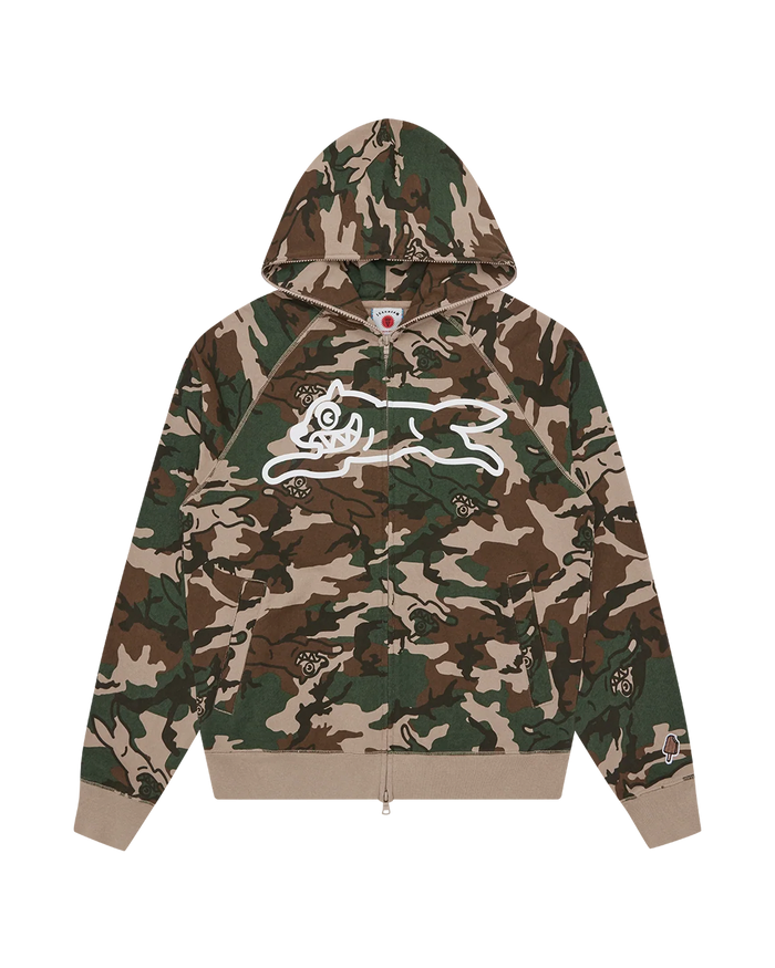 Running Dog Woodland Camo Zip Through Hood