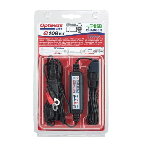 Sae to USB Optimate Adapter: The sealed in-line battery to USB 3300mA charger with 200cm / 80″ of cable and O-31 battery lead