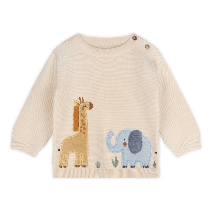 Safari Applique Sweater Knit Baby Pullover (Organic Cotton)