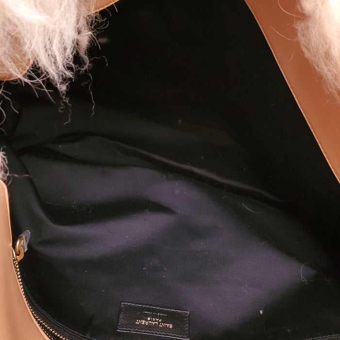 SAINT LAURENT NATURAL SHEARLING ENVELOPE SHOULDER BAG