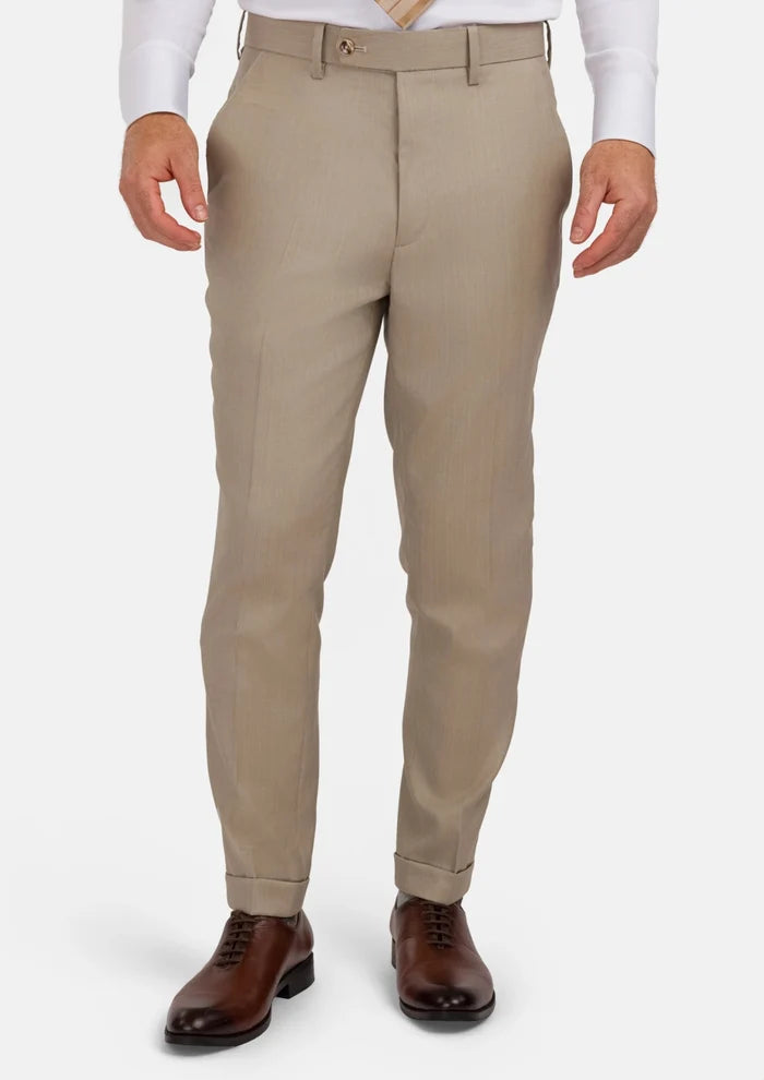Sand Herringbone Pants - SARTORO