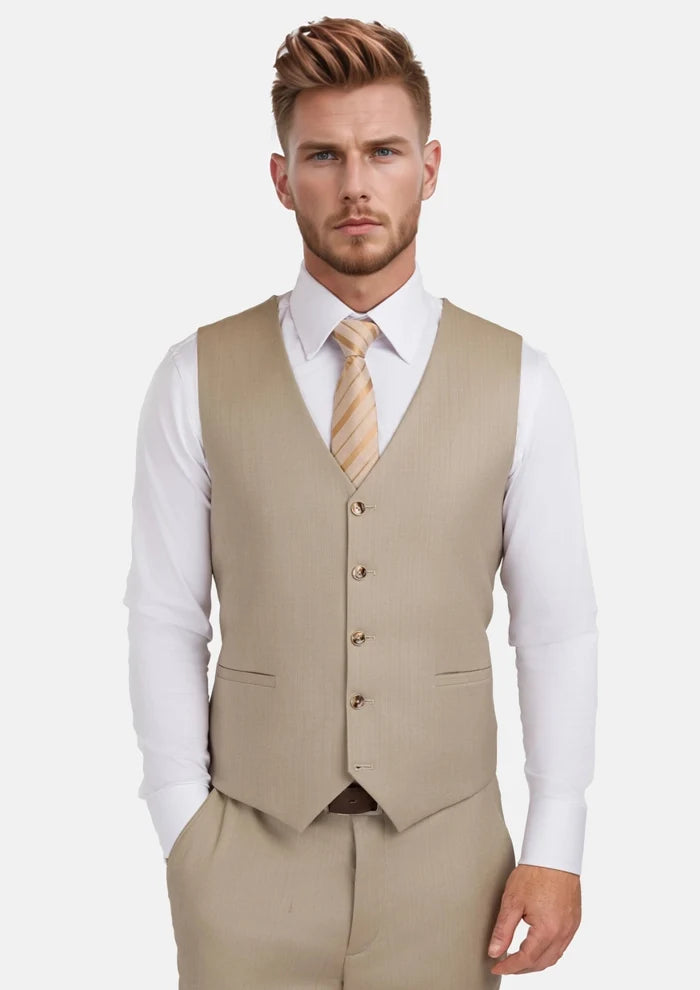 Sand Herringbone Vest - SARTORO
