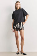 Satin Lace Detail Shorts - Abstract Zebra