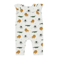 Front of savannah wrap neck baby girl jumpsuit made of organic jersey