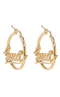 Gucci script logo crystal gold tone hoop earrings
