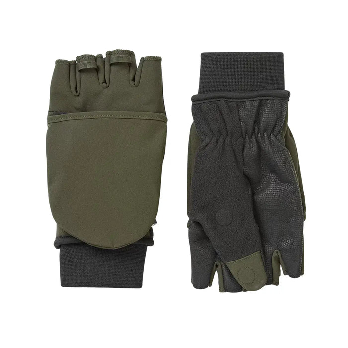 Left and right hand Sealskinz Walpole mitts showing the back and palm when in fingerless glove mode