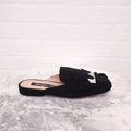 SERGIO ROSSI BLACK SUEDE FRINGE SLIDES - SIZE 36.5