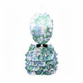 SHUSHU/TONG GREEN AND BLUE FLORAL CUT OUT HALTER RUFFLED DRESS