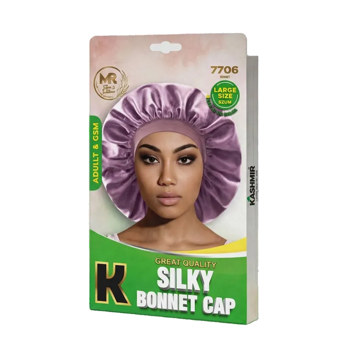 Silky Bonnet with Wide Band Large Pink - 7706