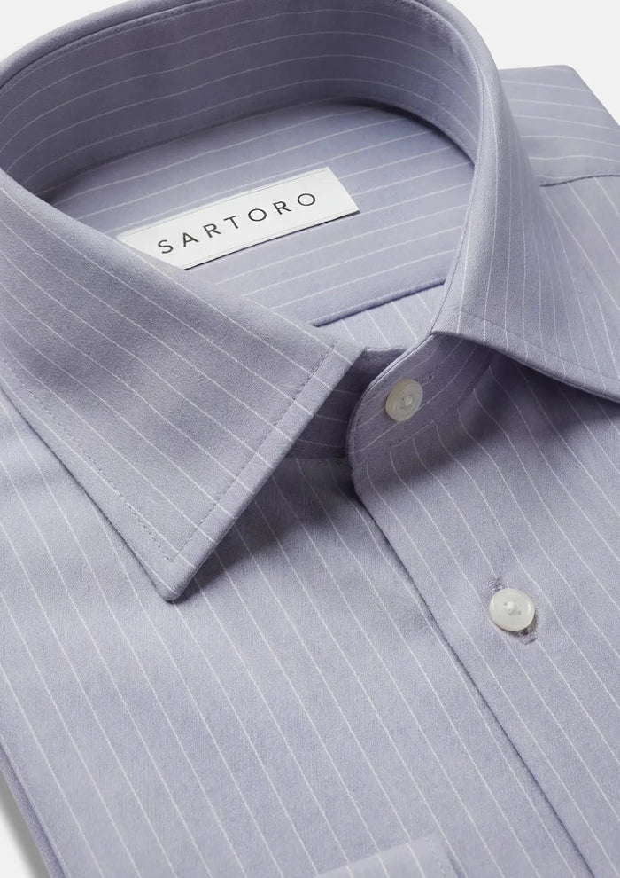 Silver Gray Pinstripe Shirt - SARTORO