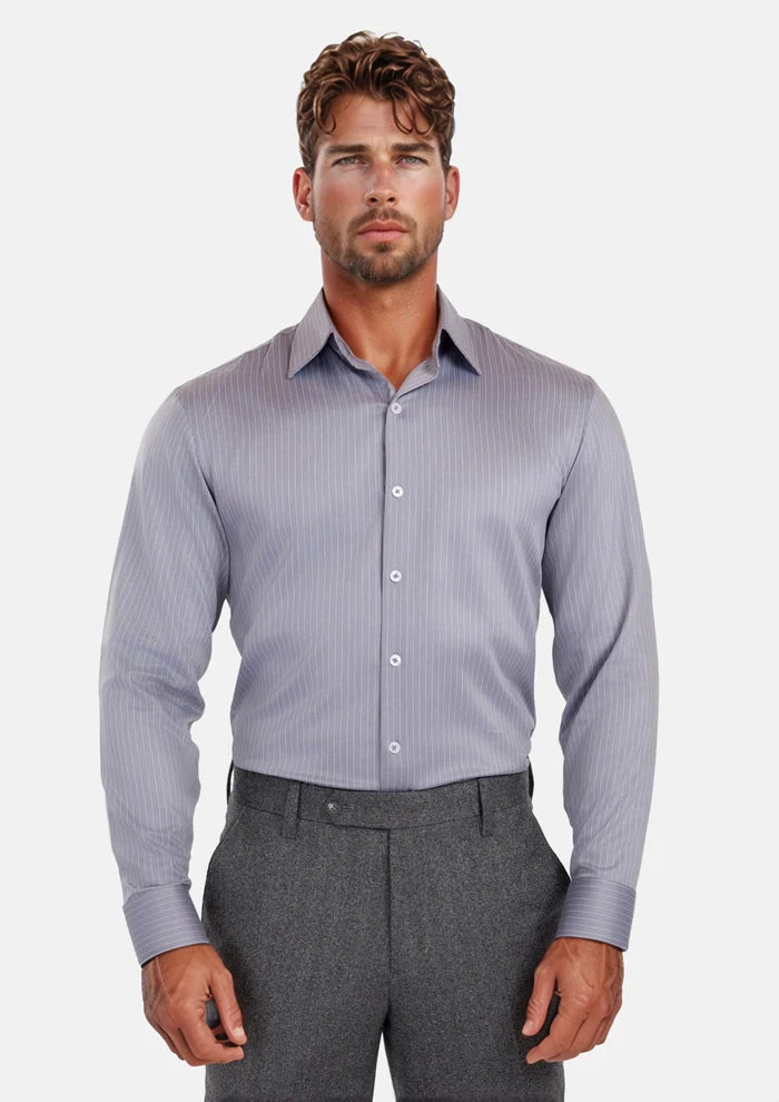 Paynes Gray Pinstripe Shirt - SARTORO