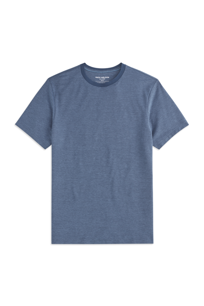 Total Eclipse Chambray Oxford | Front view of Silver Pique T-Shirt in Total Eclipse Chambray Oxford