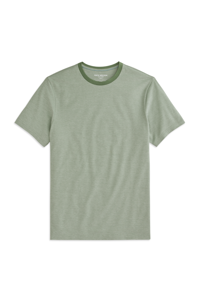 Wild Ivy White Oxford  | Front view of Silver Pique T-Shirt in Wild Ivy White Oxford