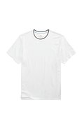 Bright White Navy Tipped | Front view of Silver Pique T-Shirt in Bright White Navy Tipped