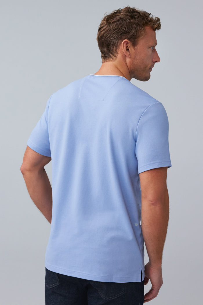 Back view of SILVER Pique T-Shirt in Blue Fog Tipped
