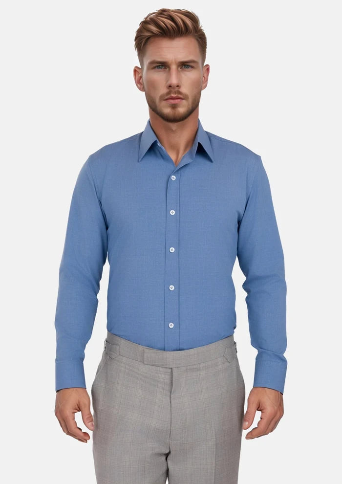 Cornflower Blue Aloe Shirt - SARTORO