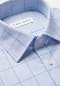 Sky Blue Glen Check Shirt - SARTORO