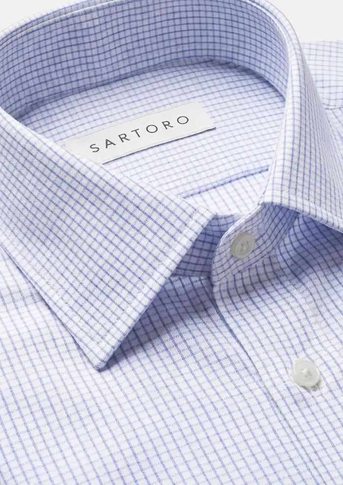 Sky Blue Grid Shirt - SARTORO