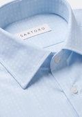 Sky Blue Microcheck Shirt - SARTORO