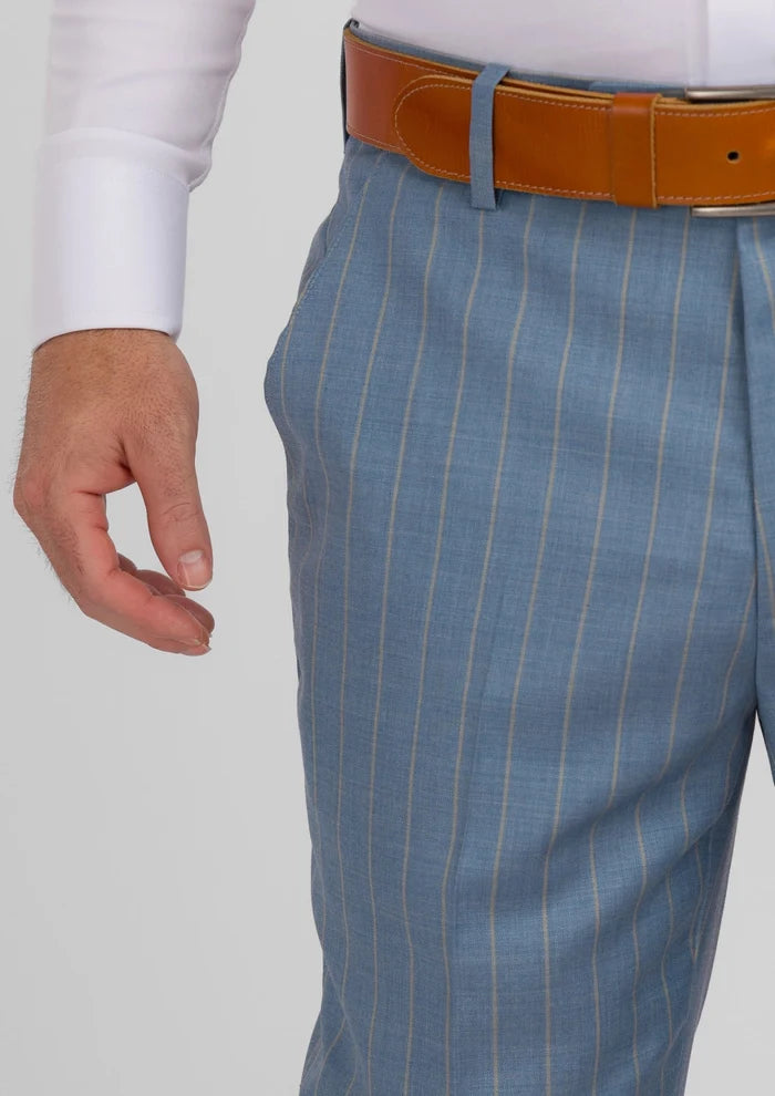Sky Blue Pinstripe Pants - SARTORO