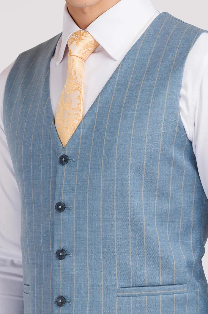 Sky Blue Pinstripe Vest - SARTORO