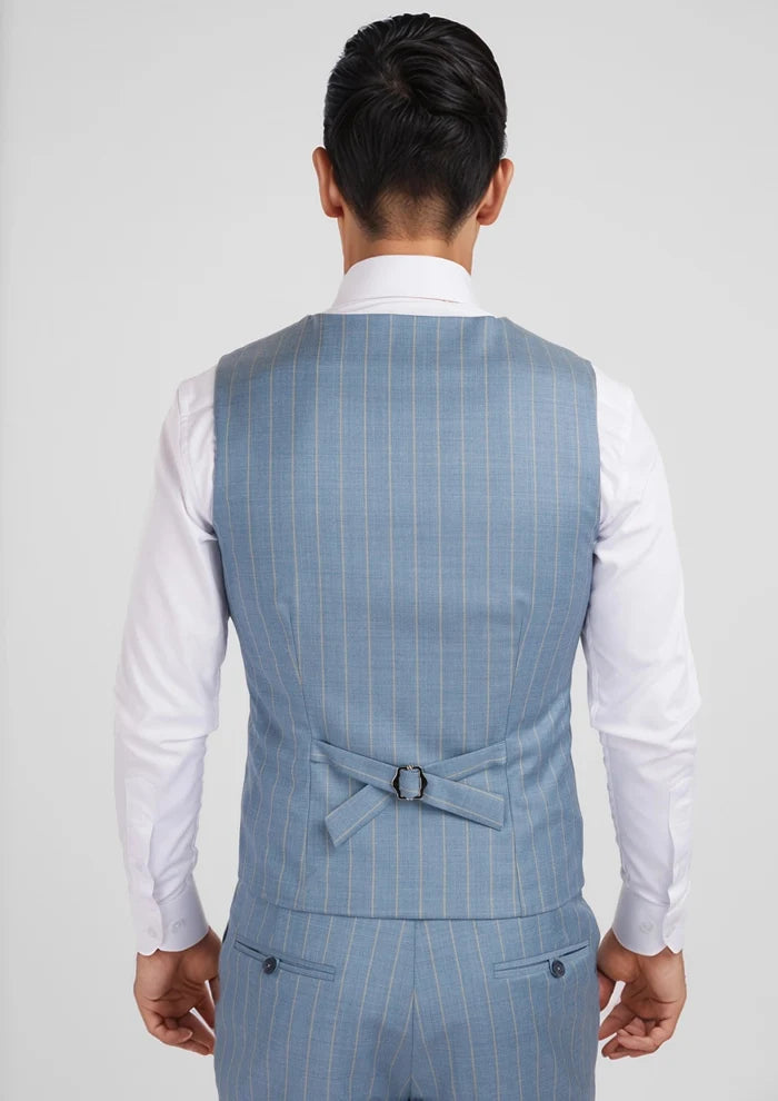 Sky Blue Pinstripe Vest - SARTORO