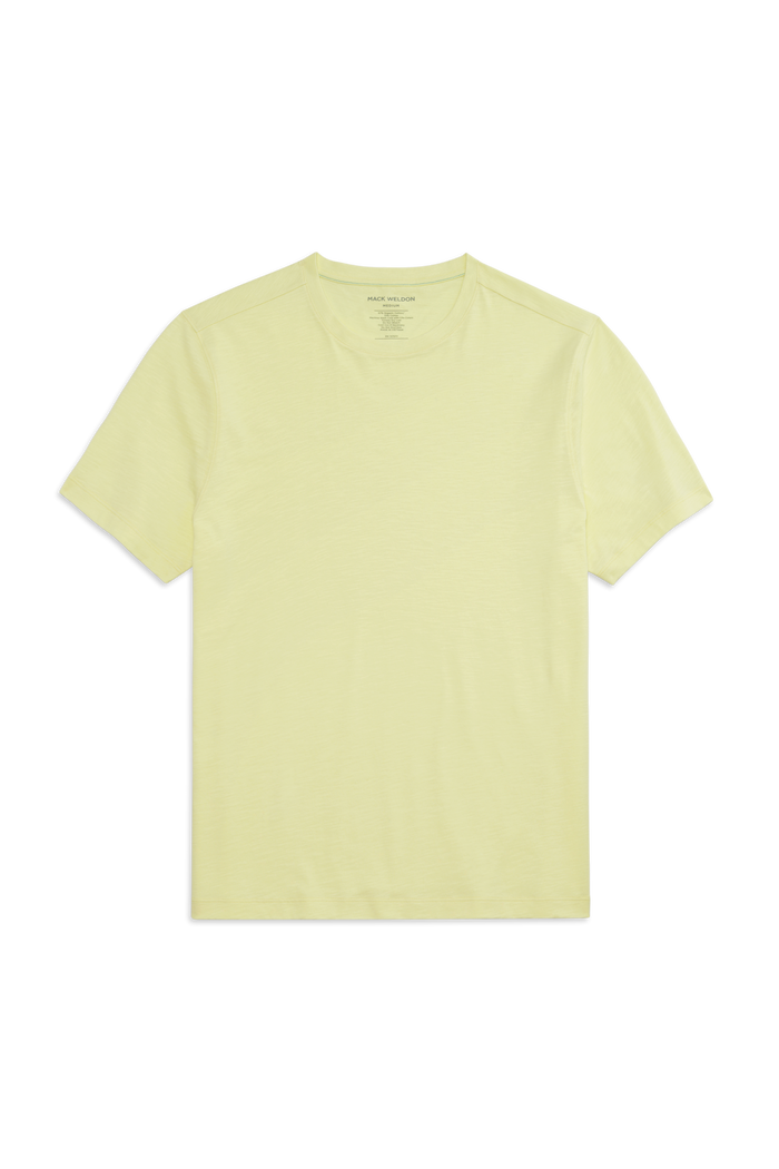 Front view of Slub Crew Neck T-Shirt in Pastel Yellow