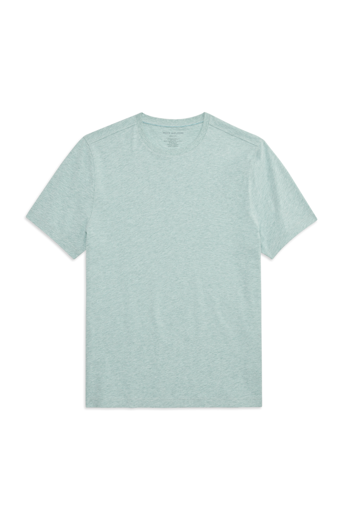 Front view of Slub Crew Neck T-Shirt in Nile Blue Heather