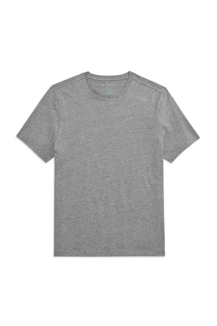 Front view of Slub Crew Neck T-Shirt in Grey Heather