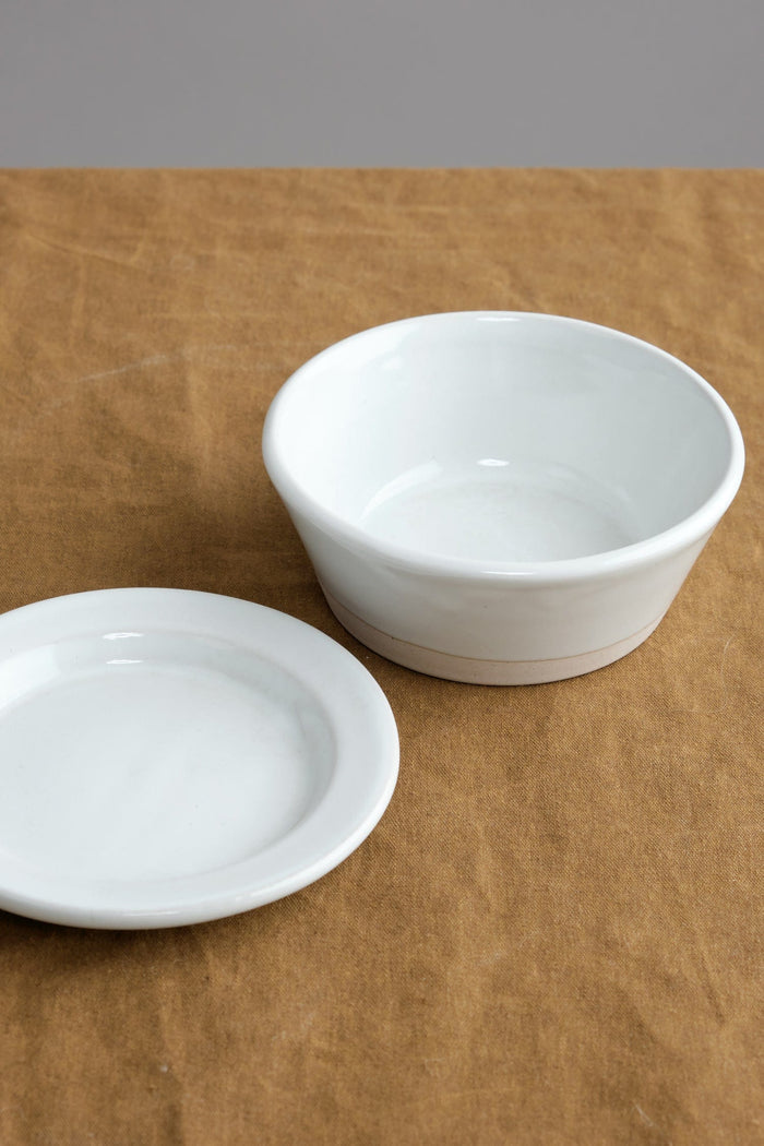 WRF Lab Ceramics Home Kitchen Serving Small Container with Lid White / 5.75" Dia x 2" H