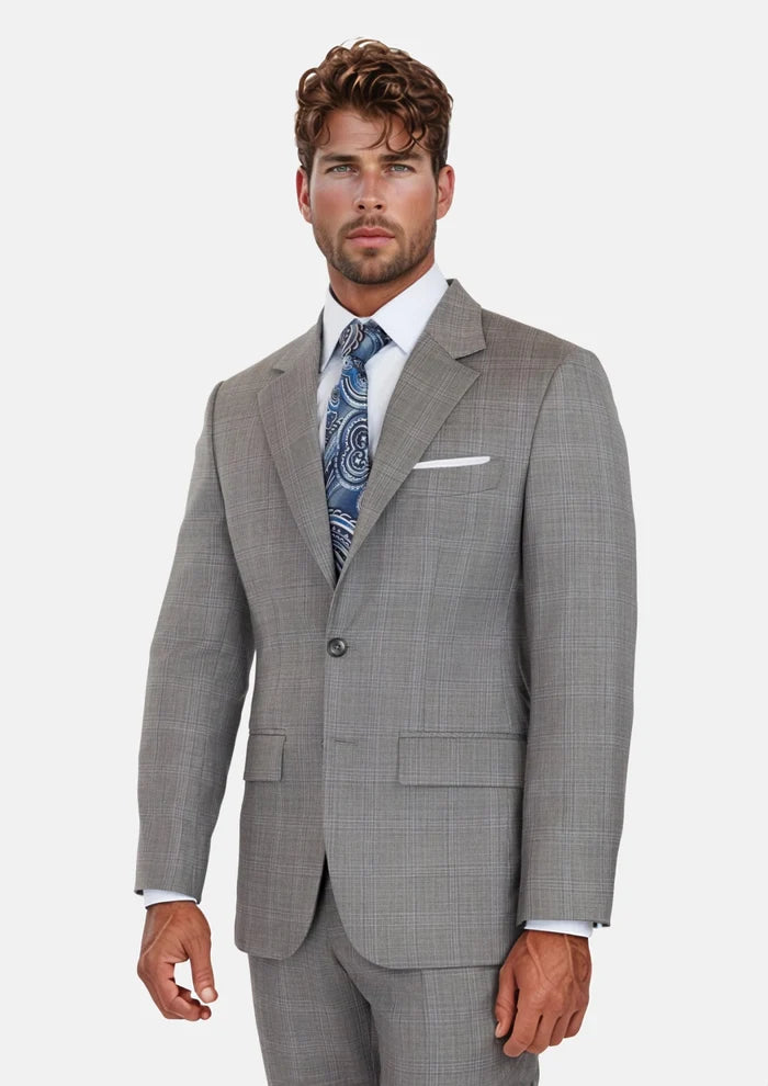 Smoke Grey Checked Astor Suit - SARTORO
