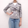 SMYTHE GREY DOUBLE BREASTED CROPPED PEACOAT JACKET WITH WHITE BUTTONS - SIZE 6