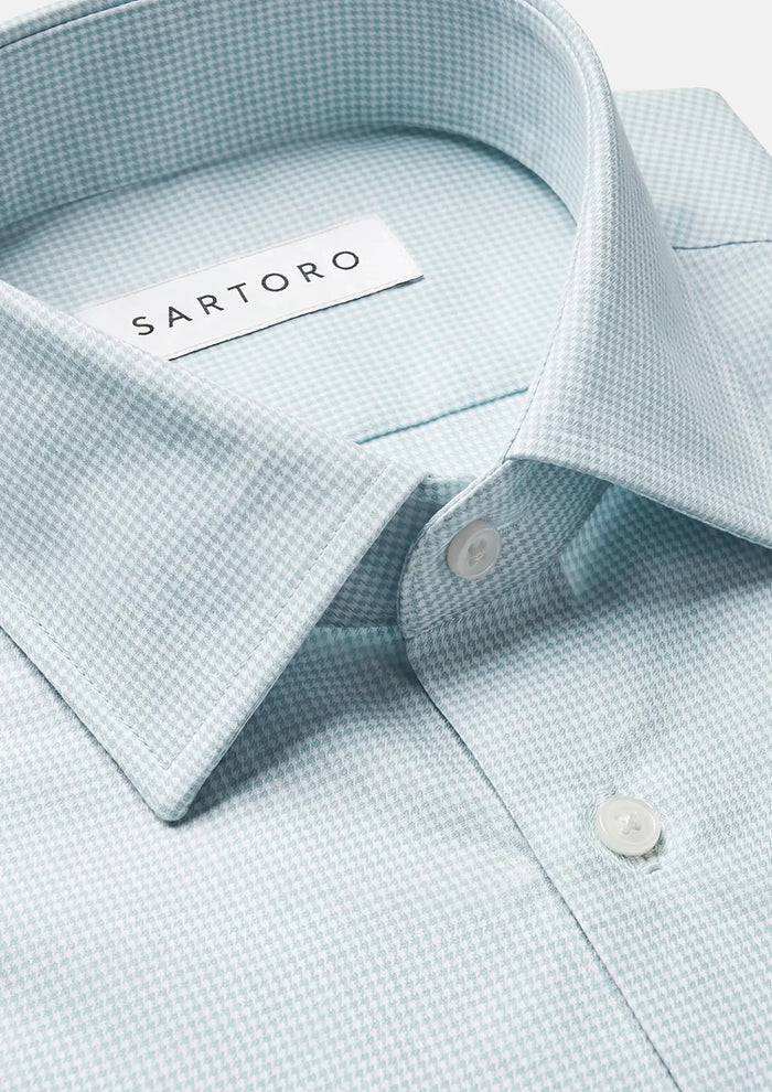 Soft Green Houndstooth Shirt - SARTORO