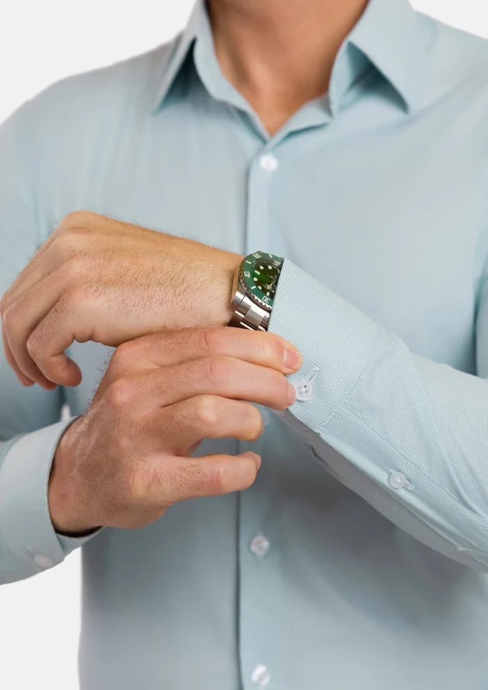 Soft Green Houndstooth Shirt - SARTORO