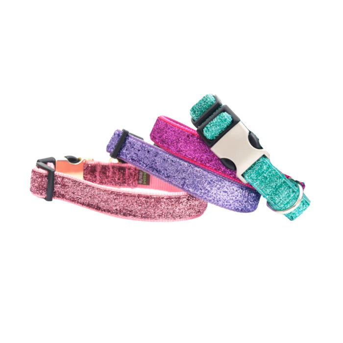 Sparkle Dog Collar Black Hybrid Black and Brushed Metal Buckle