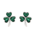 Sterling Silver Malachite Celtic Shamrock Earrings