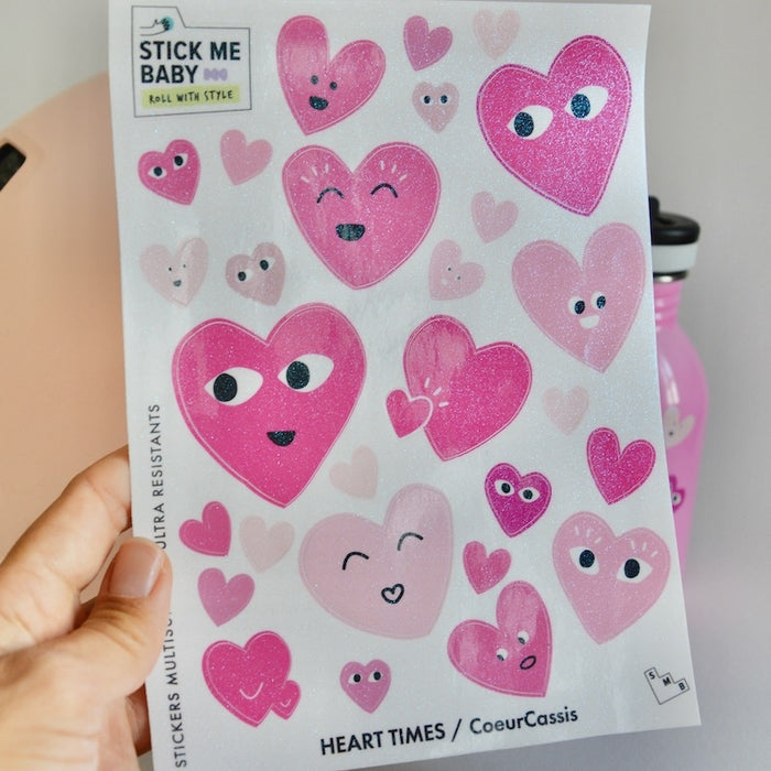 Sticker Stick Me Baby – Heart Times Cœur Grenadine Pailleté