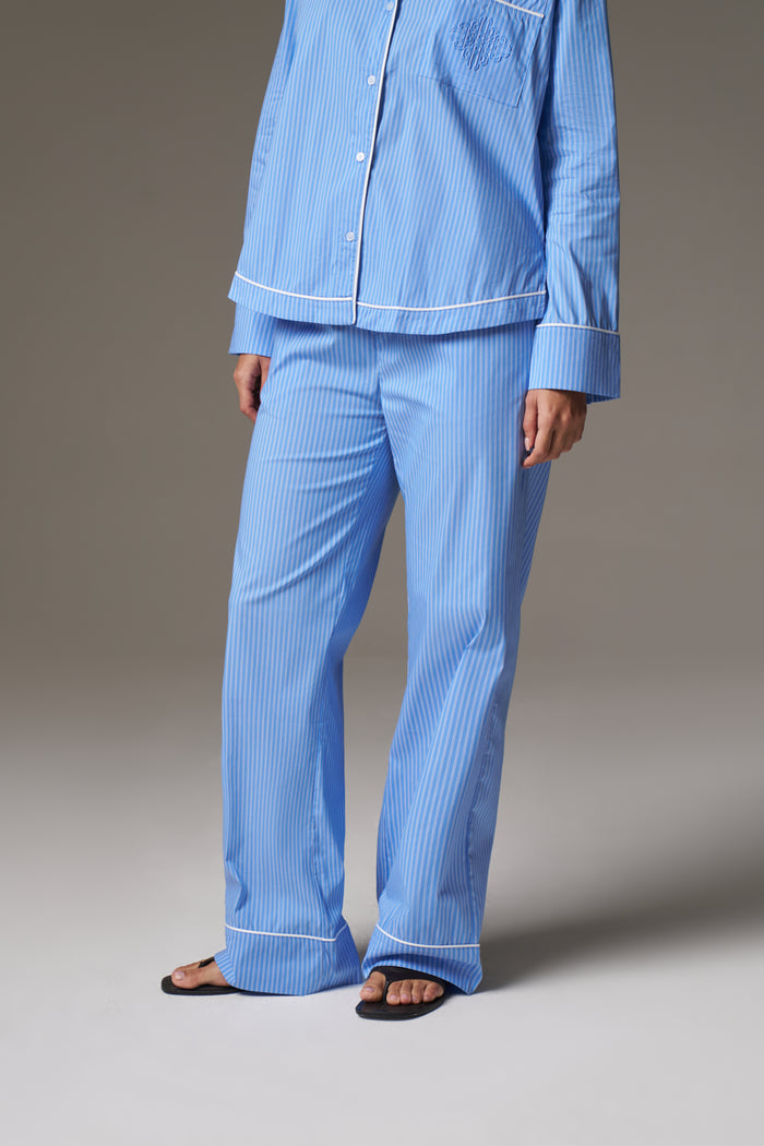 STRIPE PIPED EMBLEM TROUSERS - BLUE