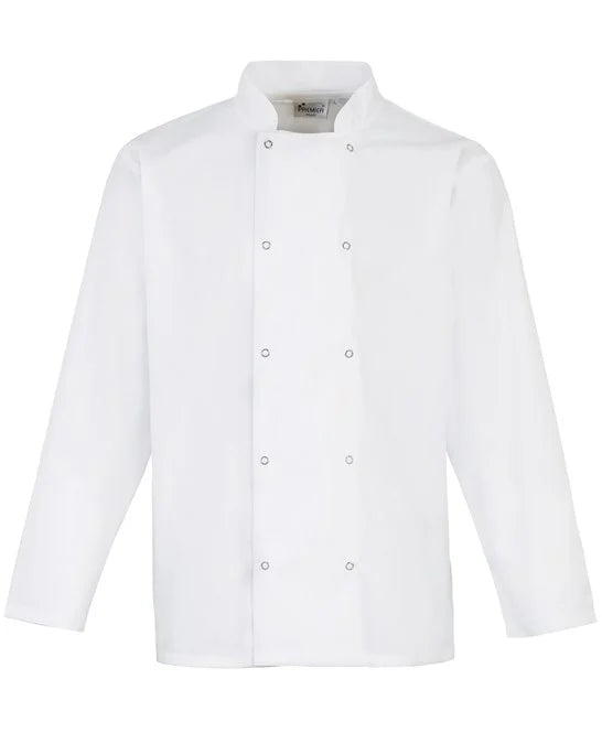 Studded front long sleeve chef's jacket PR665