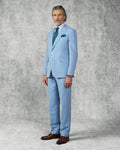 Sullivan Wool & Linen Flecked Suit Light Blue