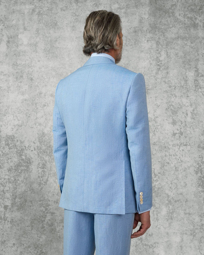 Sullivan Wool & Linen Flecked Suit Light Blue