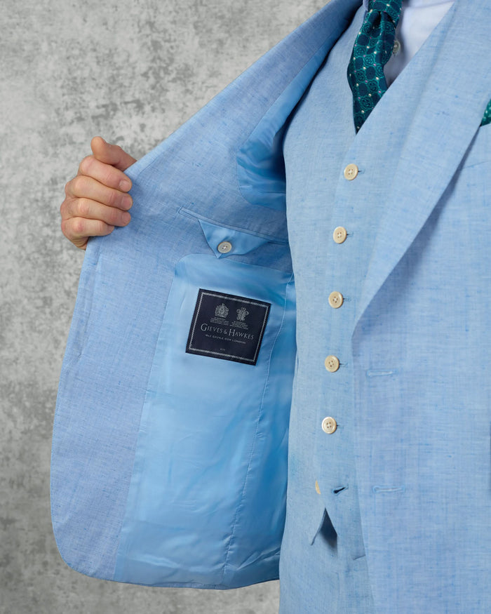 Sullivan Wool & Linen Flecked Suit Light Blue