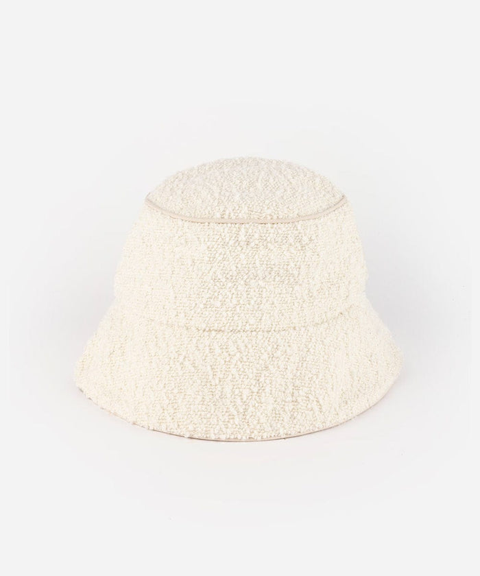 White textured bucket hat on a light gray background #color_white