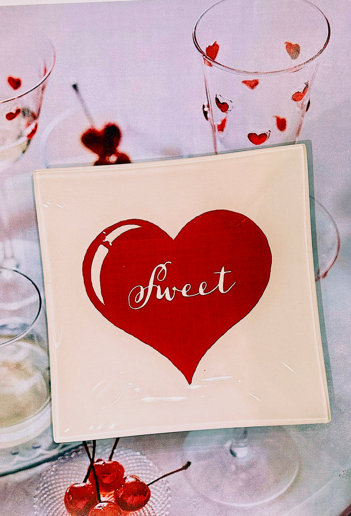 Sweet Heart Decoupage Glass Tray - Ben's Garden