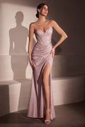 Sweetheart Neckline Leg Slit Gown By Amoris T707 - Women Evening Formal Gown - Special Occasion