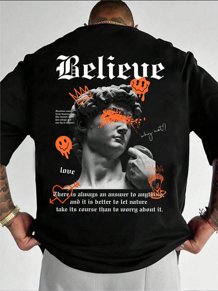 SXV  'believe’ Printed Cool Aesthetic Oversized Baggy T-shirt
