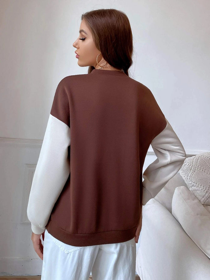 SXV  'LOS ANGELES california’ Printed Cool Aesthetic Drop Shoulder Oversized Color blocked Sweatshirt
